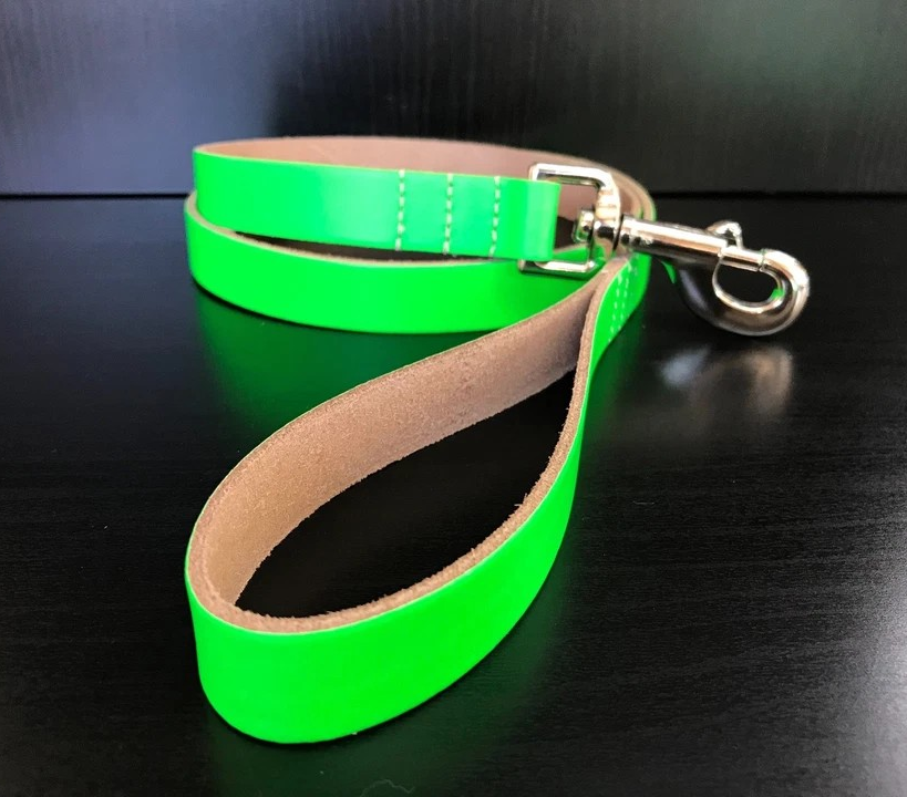 Dog Leads - Leather - Approx. 40 inch (110cm) length x 3/4 inch (19mm) width - Fluorescent Green
