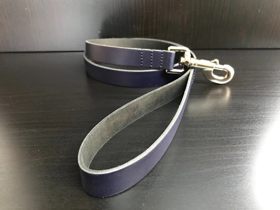 Dog Leads - Leather - Approx. 40 inch (110cm) length x 3/4 inch (19mm) width - Navy Blue