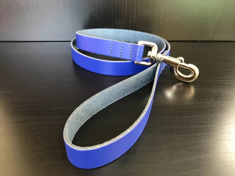 Dog Leads - Leather - Approx. 40 inch (110cm) length x 3/4 inch (19mm) width - Royal Blue