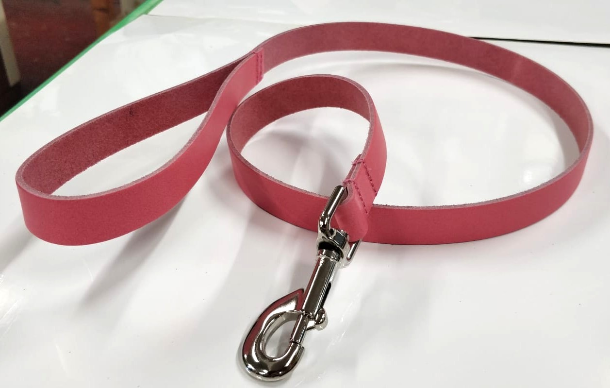 Dog Leads - Leather - Approx. 40 inch (110cm) length x 3/4 inch (19mm) width - Pink Cotton Candy