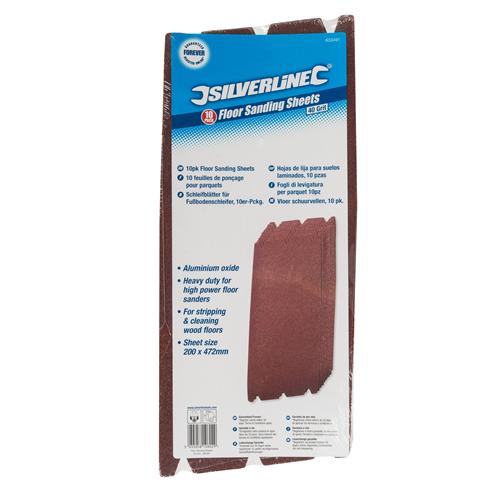Silverline Floor Sanding Sheet 200 x 472 x 40 & 120 Grit (Pack Of 10)