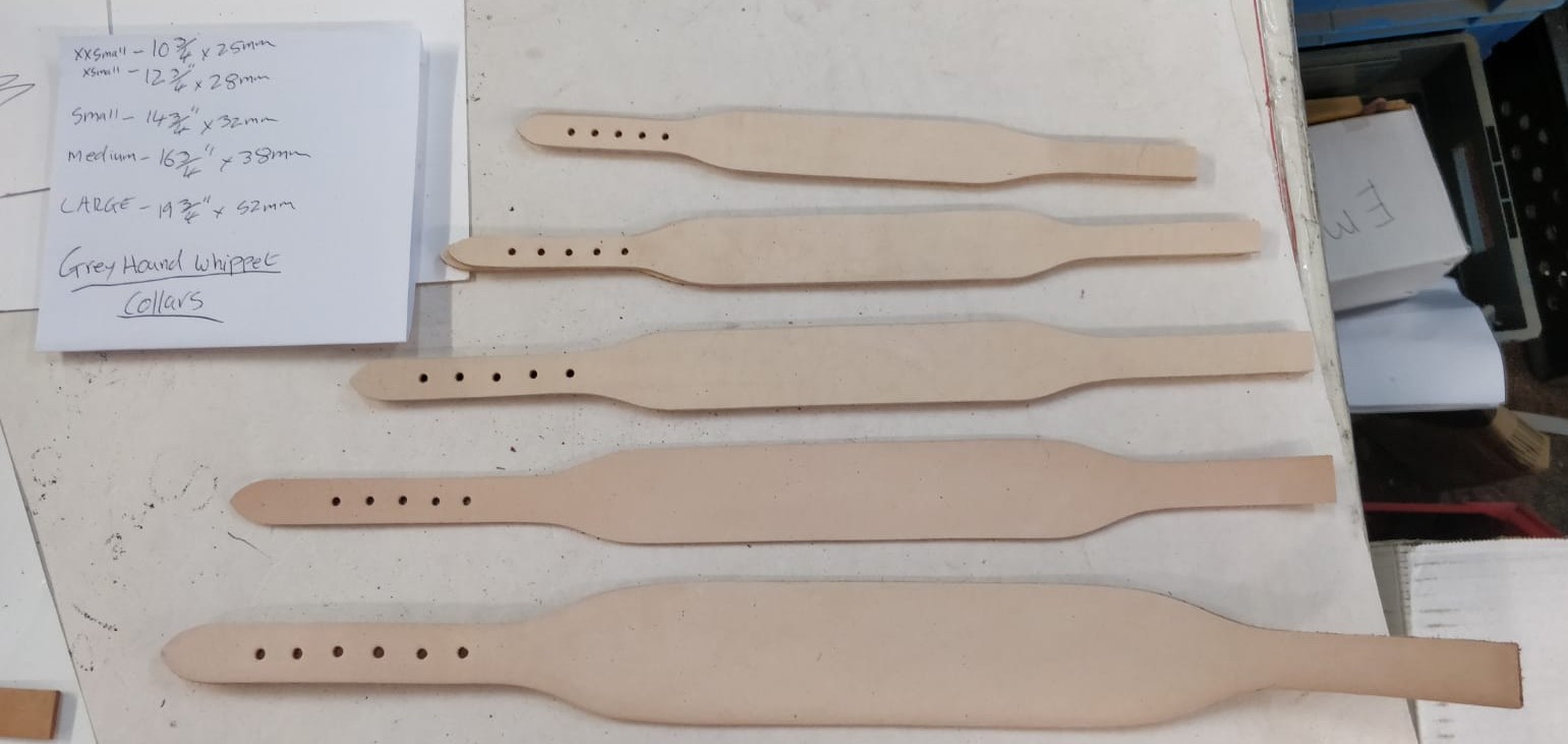 Greyhound / Whippet Dog Collar Blanks - Narrow - Nat Veg Tan - 5 Sizes (Large, 10)