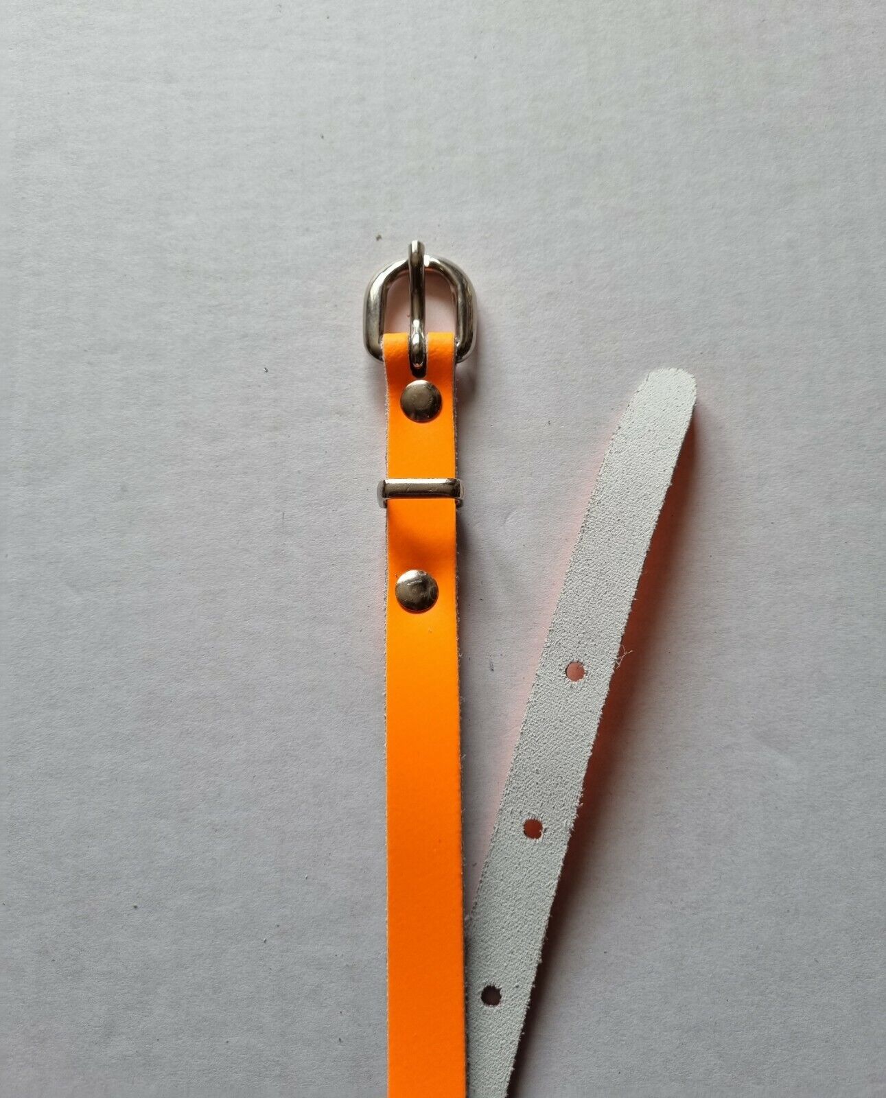 Leather Belt (B1) 13mm (Large - Fluorescent Orange)