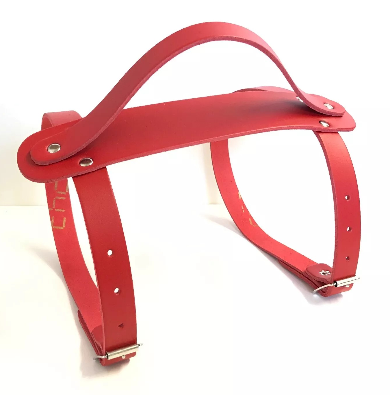Leather Carrier Straps with Handle - for Picnic / Travel Rugs / Yoga Mats (Red)