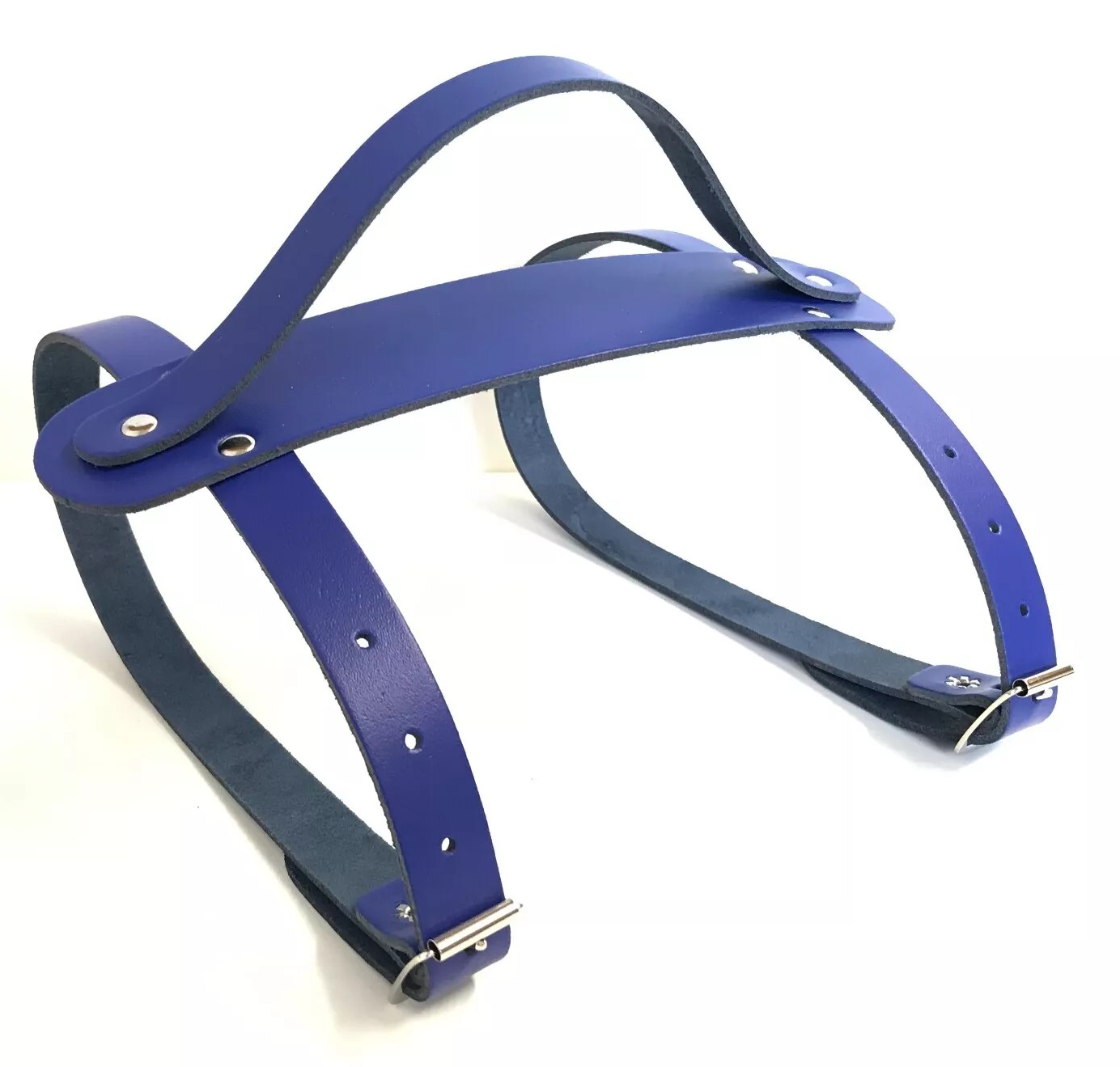 Leather Carrier Straps with Handle - for Picnic / Travel Rugs / Yoga Mats (Royal Blue)