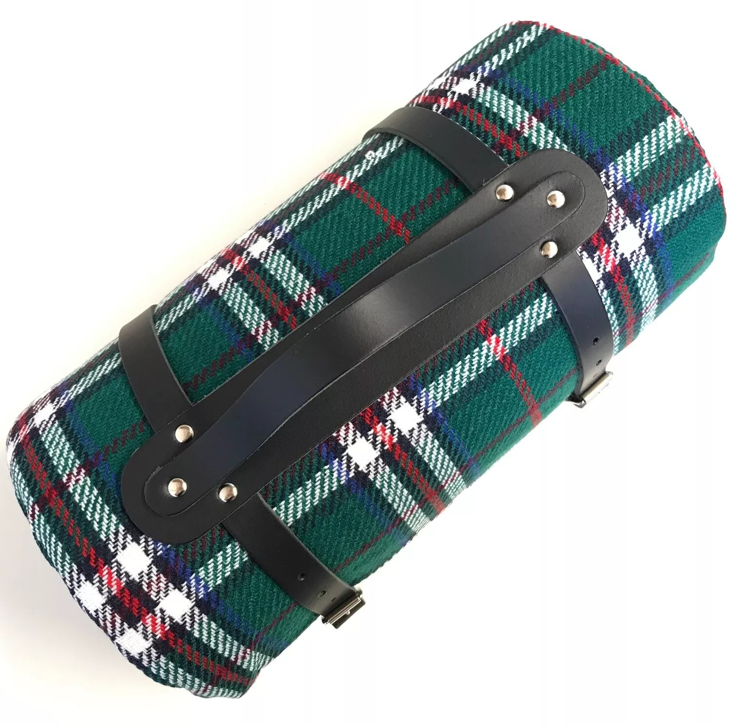 Leather Carrier Straps with Handle - for Picnic / Travel Rugs / Yoga Mats (Black)