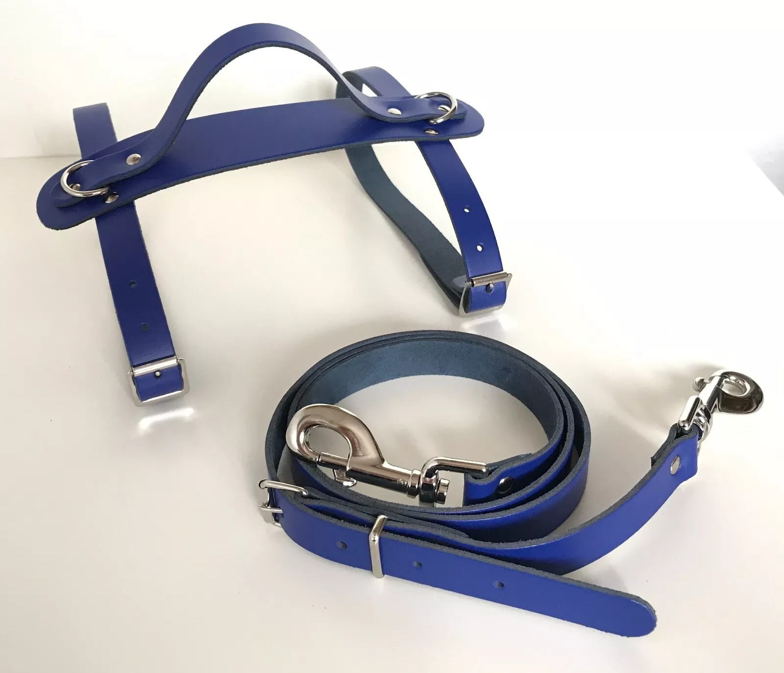 Leather Carrier Straps with Handle & Strap- for Picnic / Travel Rugs / Yoga Mats (Royal Blue)