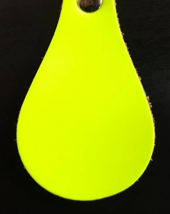 Leather Key Fob Blanks - Pear Shape - Various Colours - Qty Options (Fluorescent Yellow, 25)