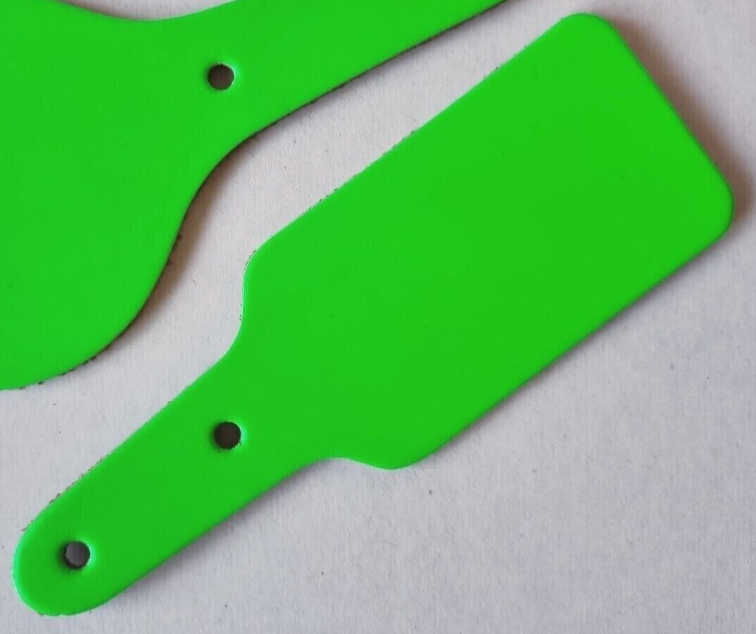 Leather Key Fob Blanks - Rectangle Shape - Various Colours - Qty Options (Fluorescent Green, 100)