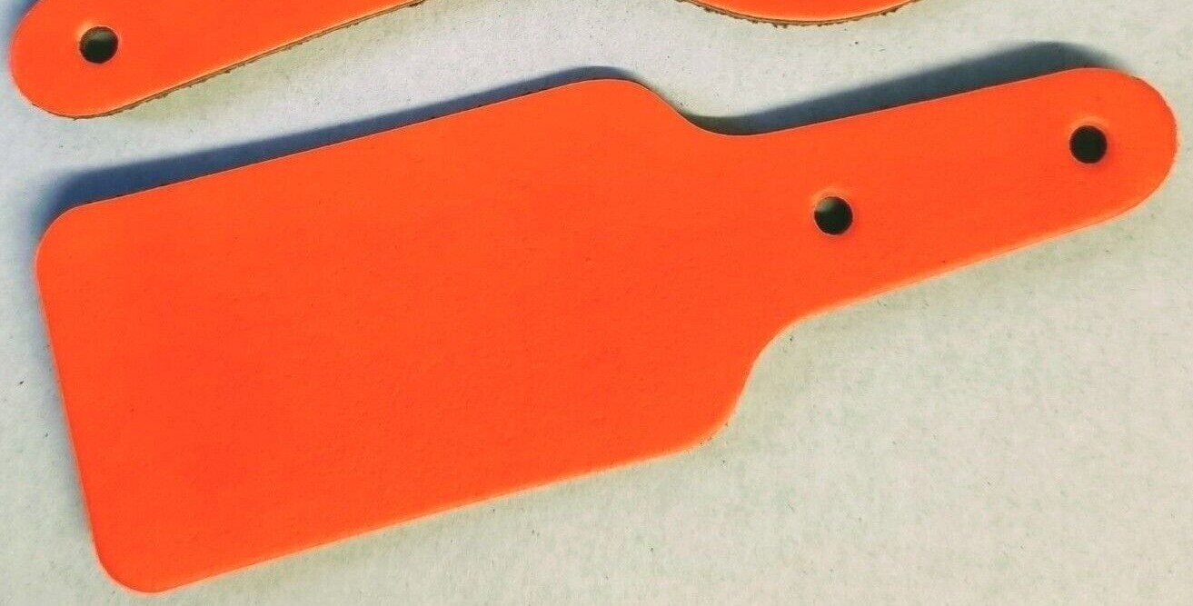 Leather Key Fob Blanks - Rectangle Shape - Various Colours - Qty Options (Fluorescent Orange, 25)