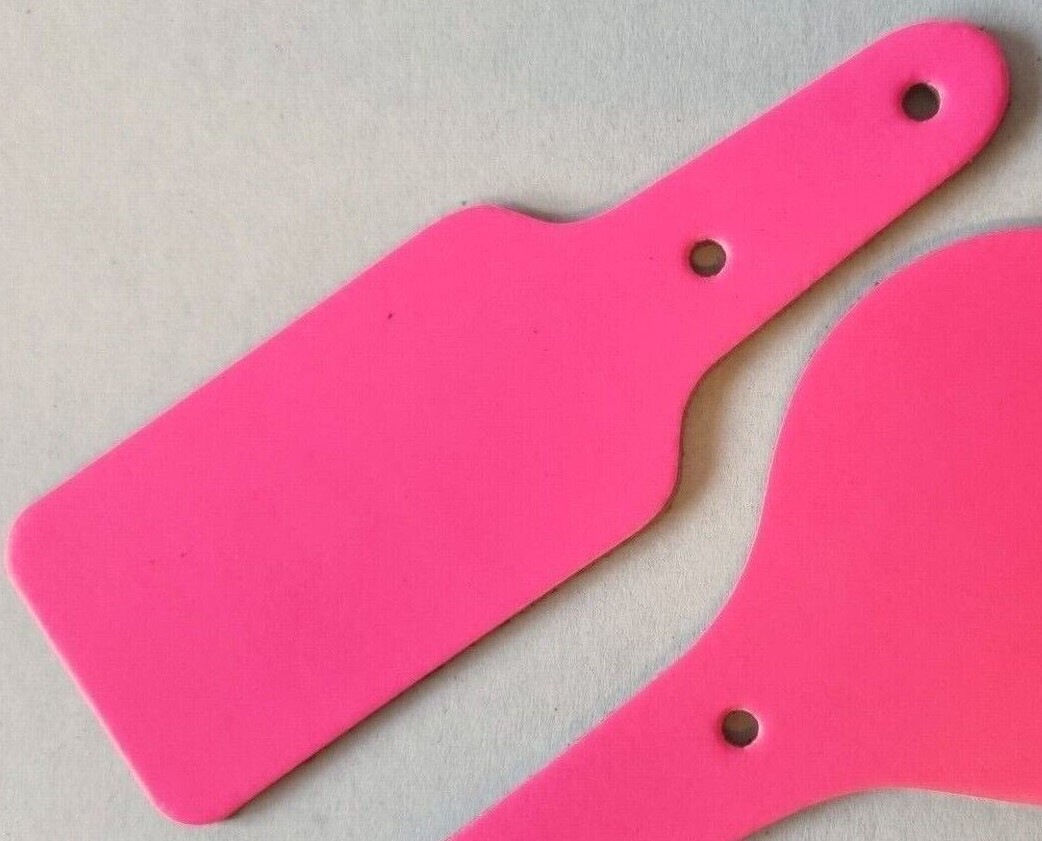 Leather Key Fob Blanks - Rectangle Shape - Various Colours - Qty Options (Fluorescent Pink, 50)