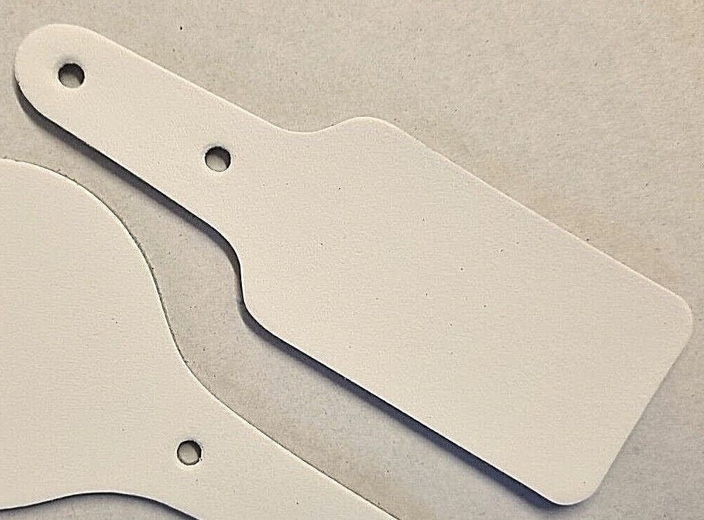 Leather Key Fob Blanks - Rectangle Shape - Various Colours - Qty Options (White, 25)