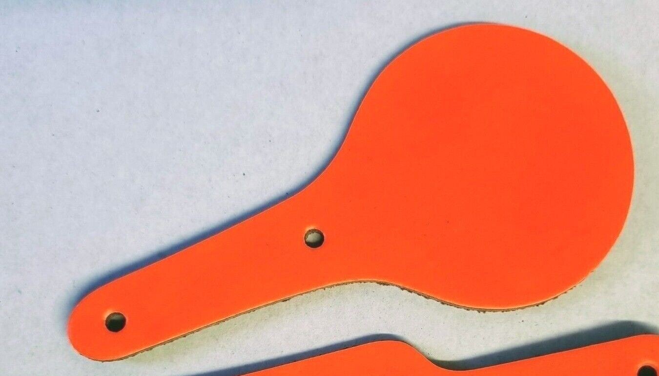 Leather Key Fob Blanks - Round Shape - Various Colours - Qty Options (Fluorescent Orange, 25)