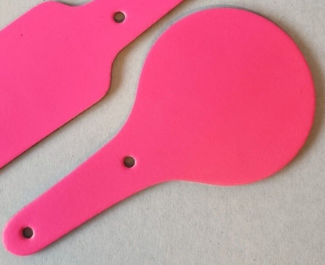 Leather Key Fob Blanks - Round Shape - Various Colours - Qty Options (Fluorescent Pink, 100)