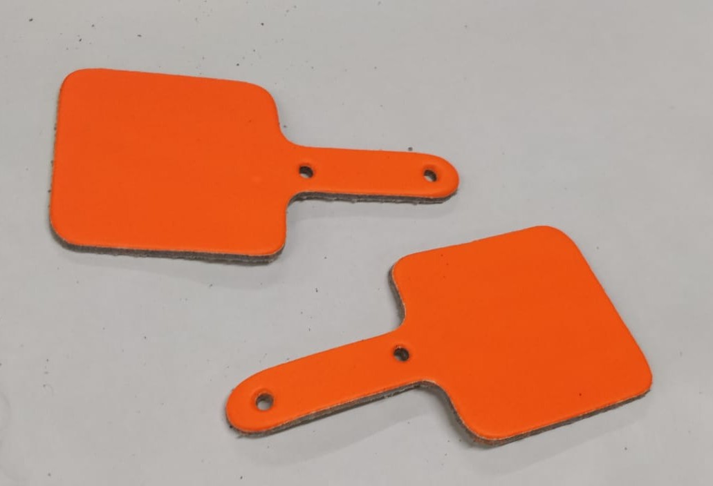 Leather Key Fob Blanks - Square - Various Colours - Qty Options (Fluorescent Orange, 25)