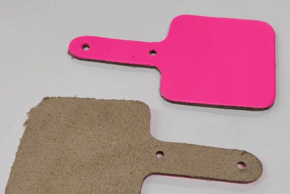 Leather Key Fob Blanks - Square - Various Colours - Qty Options (Fluorescent Pink, 25)