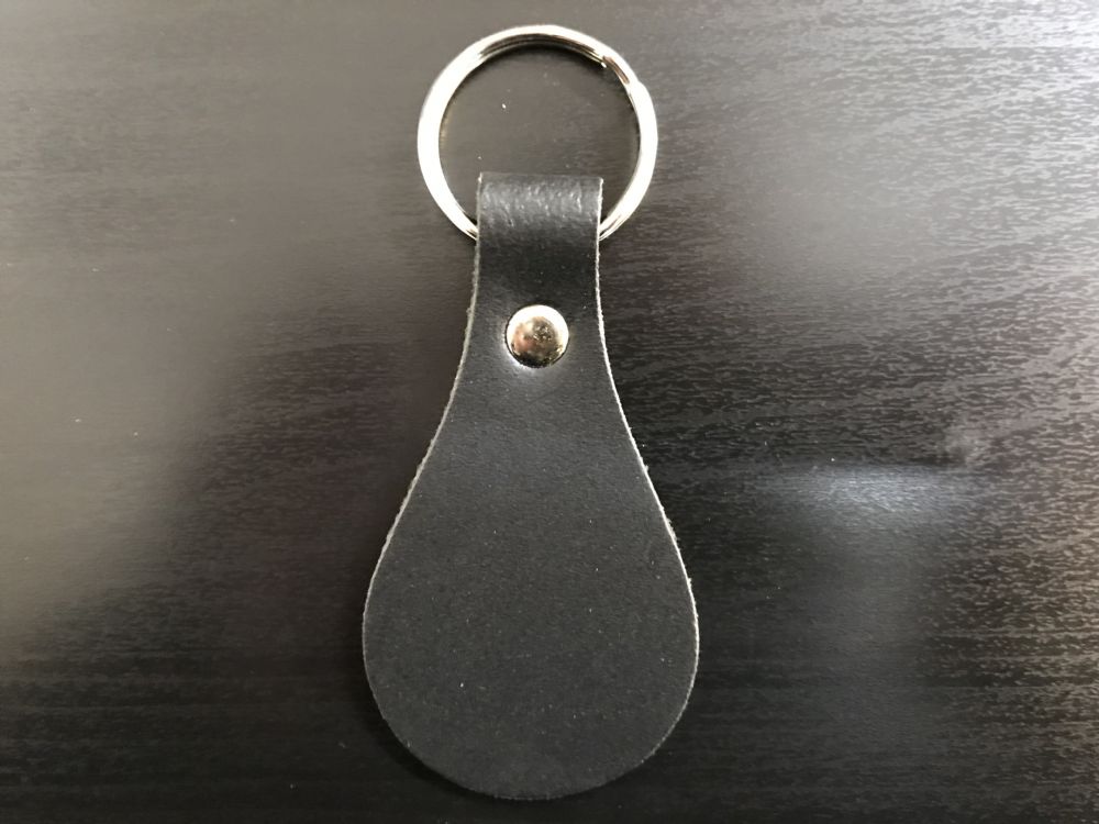 Leather Key Fob / Key Ring - Pear - Various Colours - Qty Options (Black, 10)