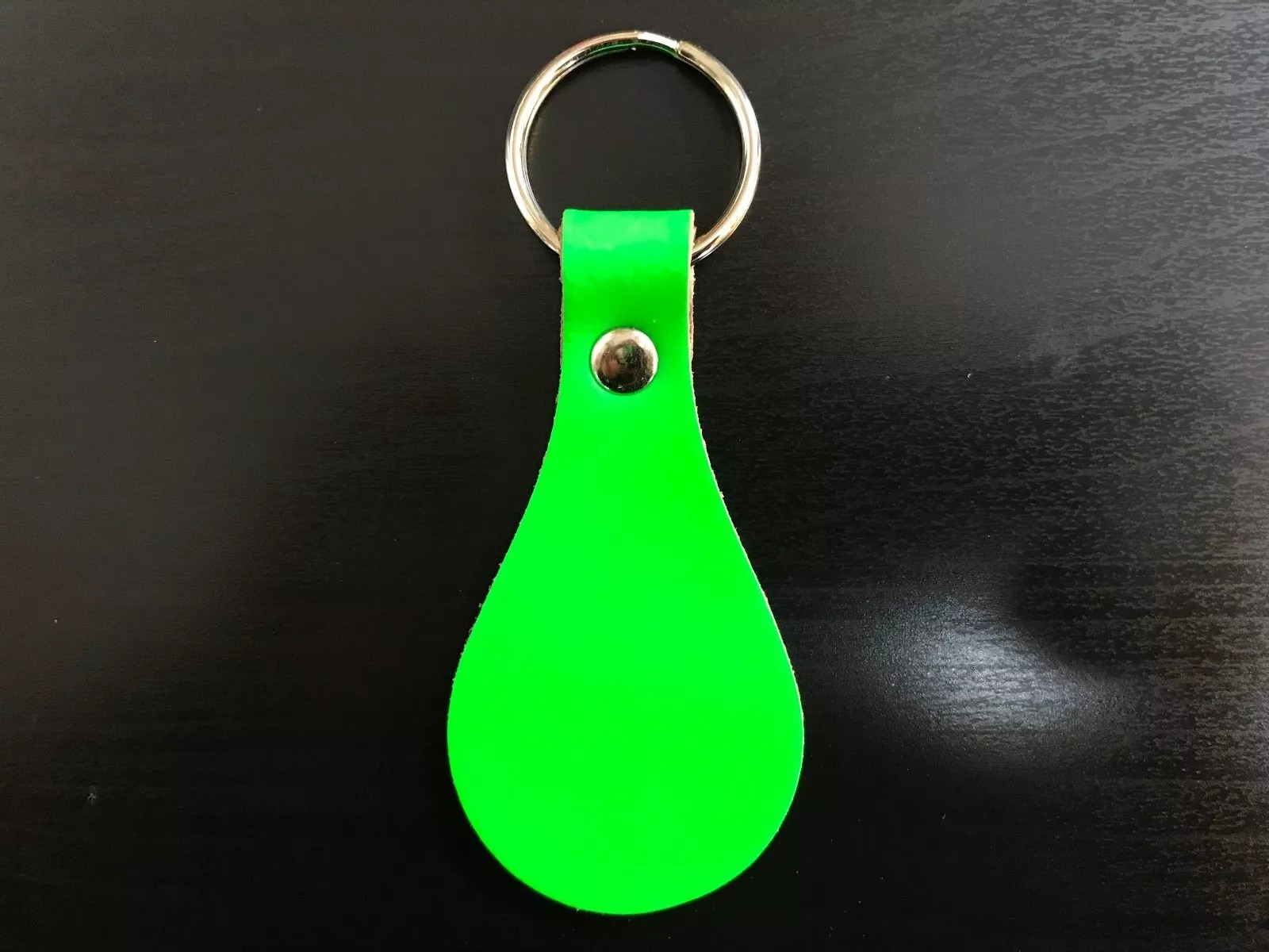 Leather Key Fob / Key Ring - Pear - Various Colours - Qty Options (Fluorescent Green, 10)