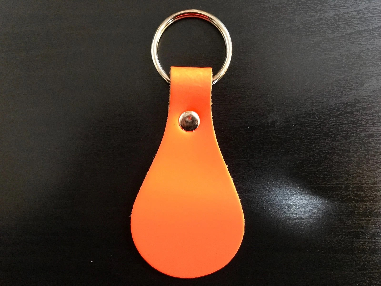 Leather Key Fob / Key Ring - Pear - Various Colours - Qty Options (Fluorescent Orange, 5)