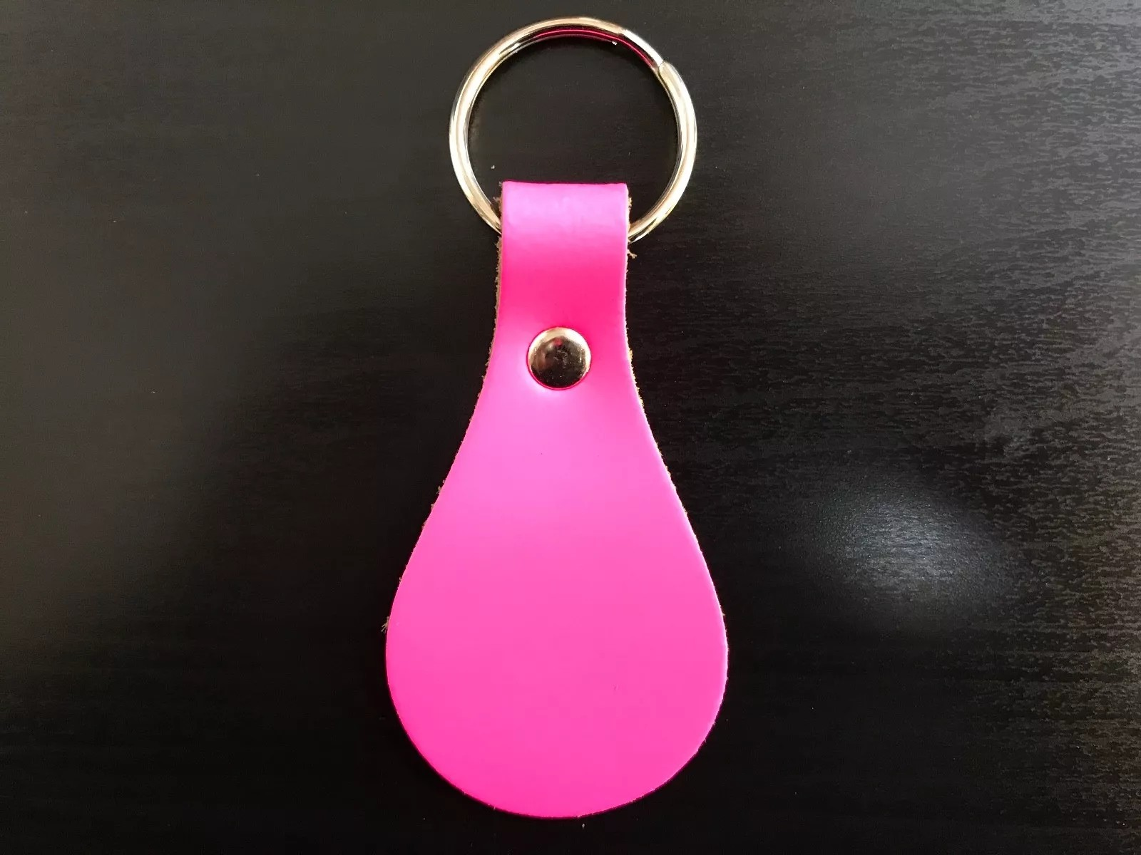 Leather Key Fob / Key Ring - Pear - Various Colours - Qty Options (Fluorescent Pink, 10)