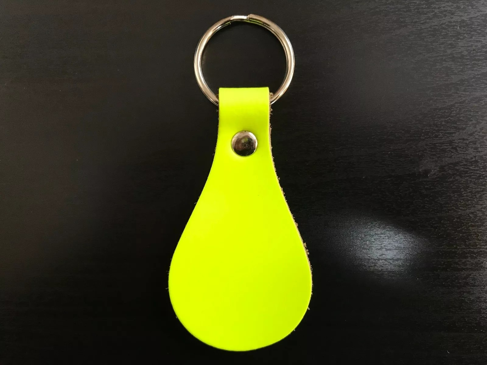 Leather Key Fob / Key Ring - Pear - Various Colours - Qty Options (Fluorescent Yellow, 10)