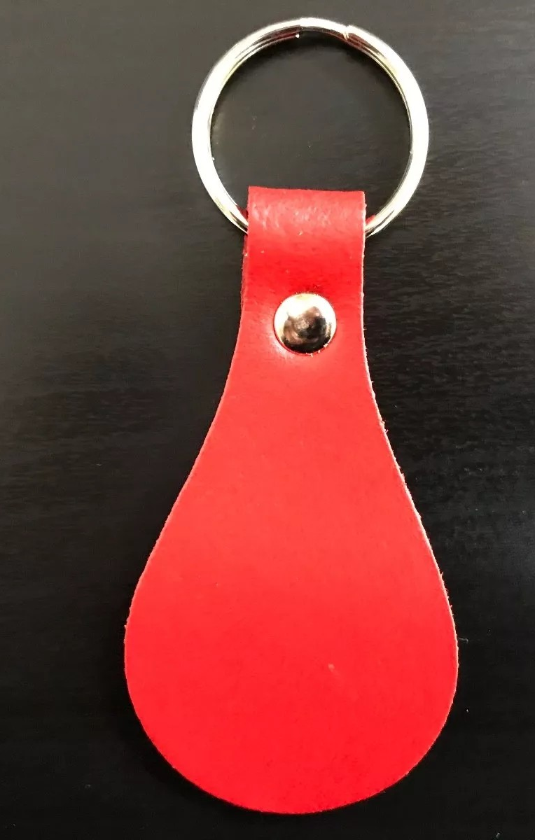 Leather Key Fob / Key Ring - Pear - Various Colours - Qty Options (Red, 10)