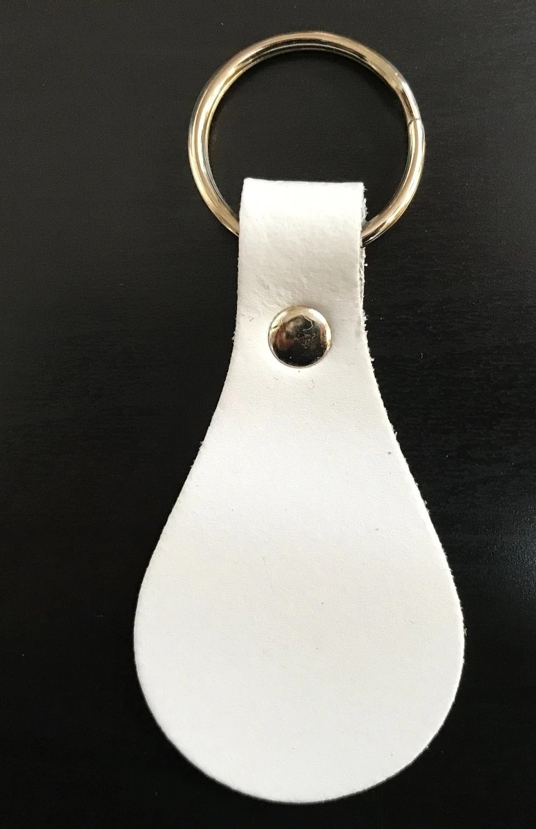 Leather Key Fob / Key Ring - Pear - Various Colours - Qty Options (White, 5)