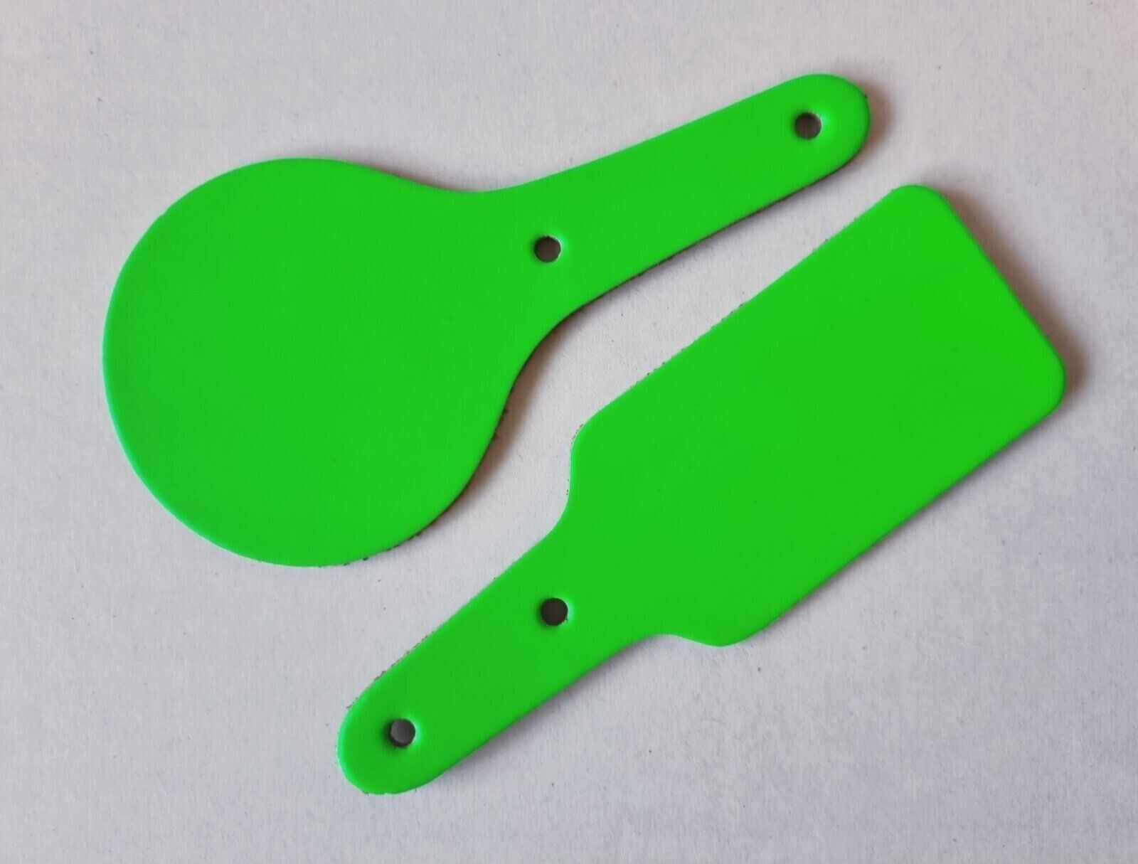 Leather Key Fob / Key Ring - Rectangle - Various Colours - Qty Options (Fluorescent Green, 5)