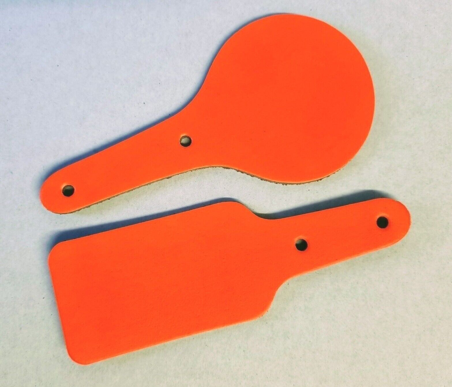 Leather Key Fob / Key Ring - Rectangle - Various Colours - Qty Options (Fluorescent Orange, 1)
