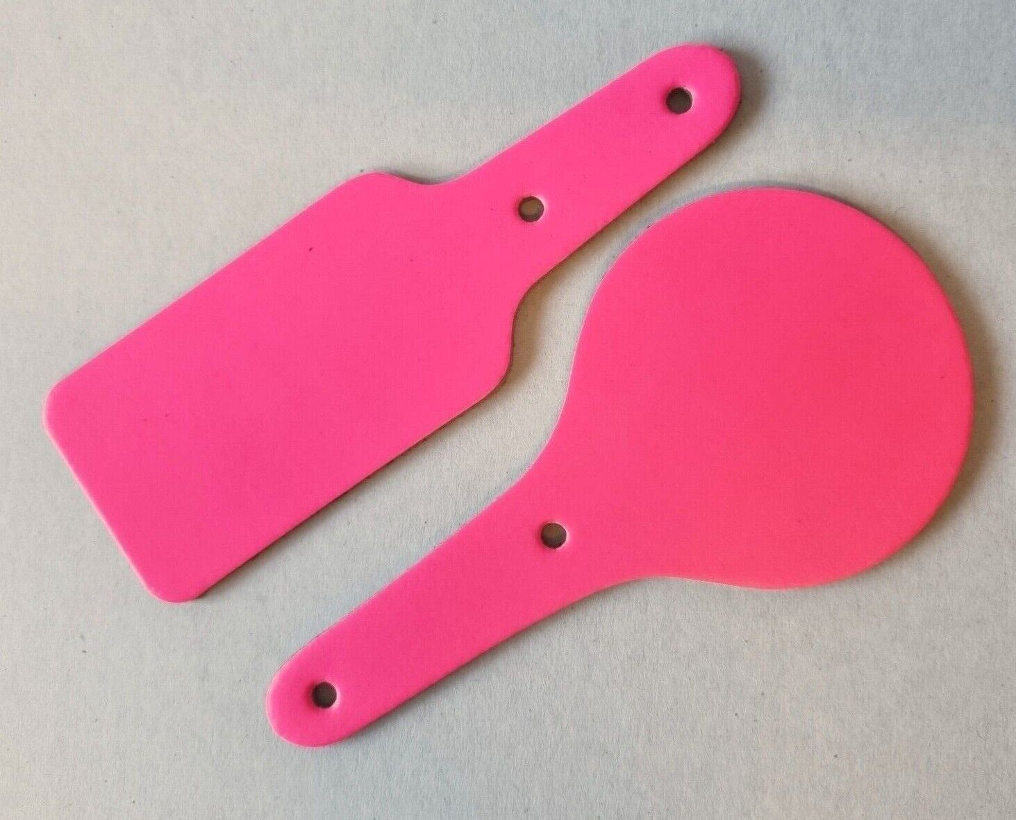 Leather Key Fob / Key Ring - Rectangle - Various Colours - Qty Options (Fluorescent Pink, 5)
