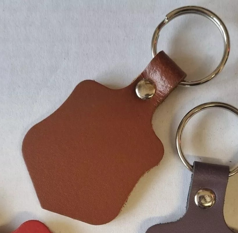 Leather Key Fob / Key Ring - Shield - Various Colours - Qty Options (Brown, 5)