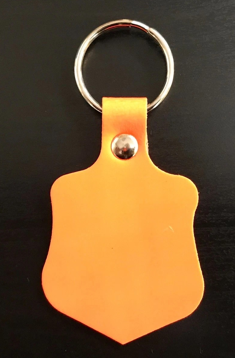 Leather Key Fob / Key Ring - Shield - Various Colours - Qty Options (Fluorescent Orange, 1)