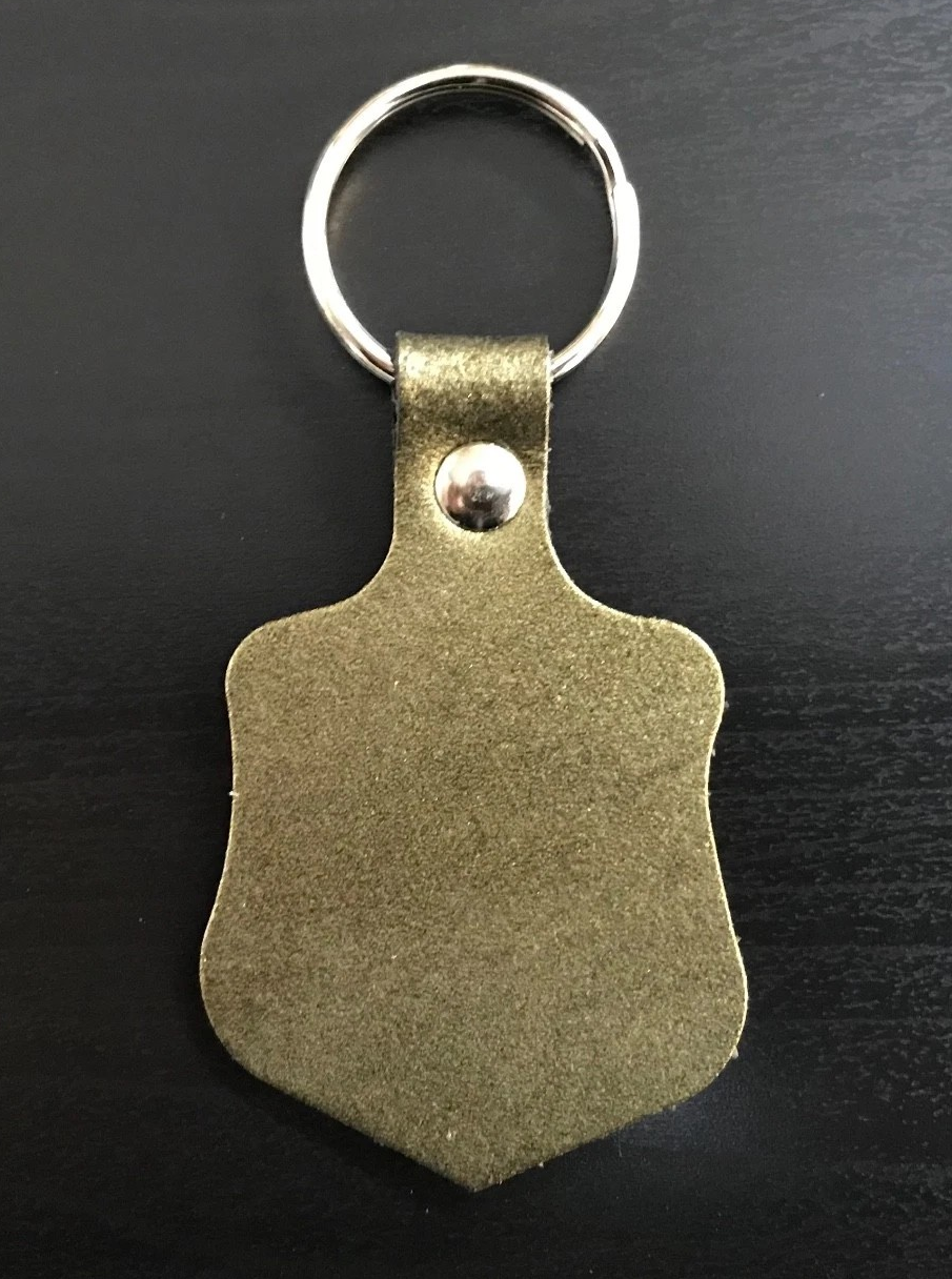 Leather Key Fob / Key Ring - Shield - Various Colours - Qty Options (Khaki Metallic, 1)