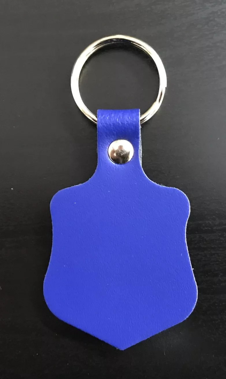 Leather Key Fob / Key Ring - Shield - Various Colours - Qty Options (Royal Blue, 1)