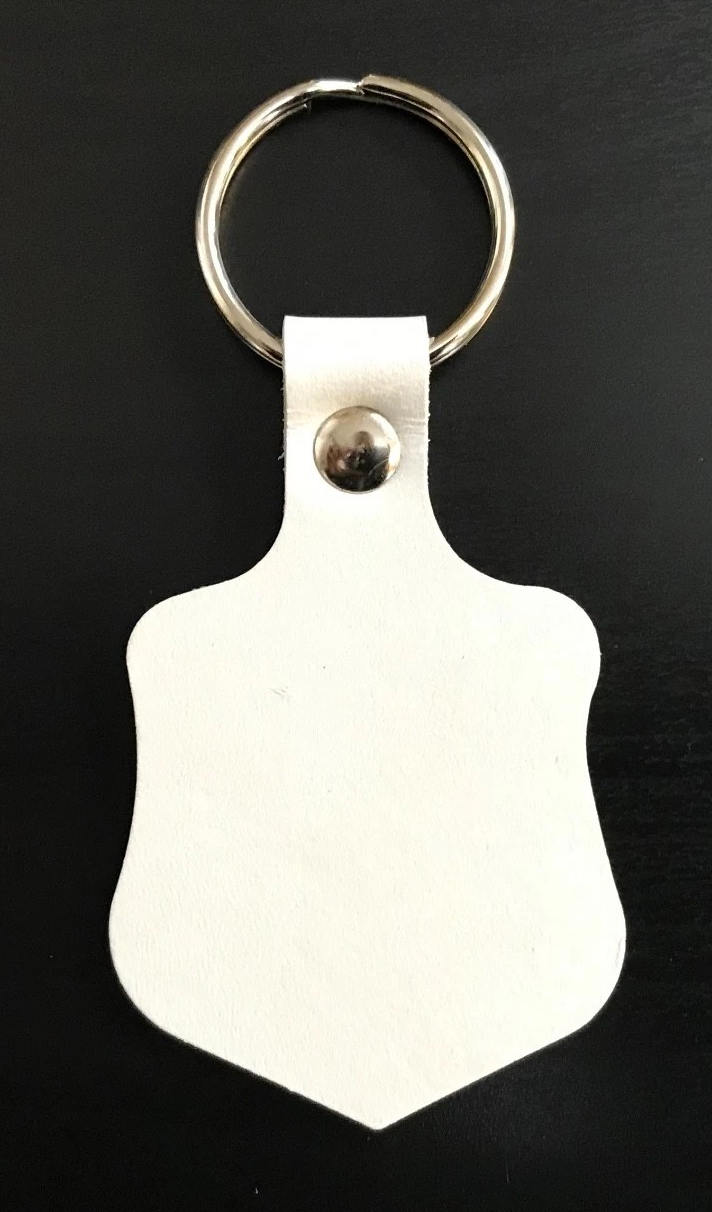 Leather Key Fob / Key Ring - Shield - Various Colours - Qty Options (White, 10)