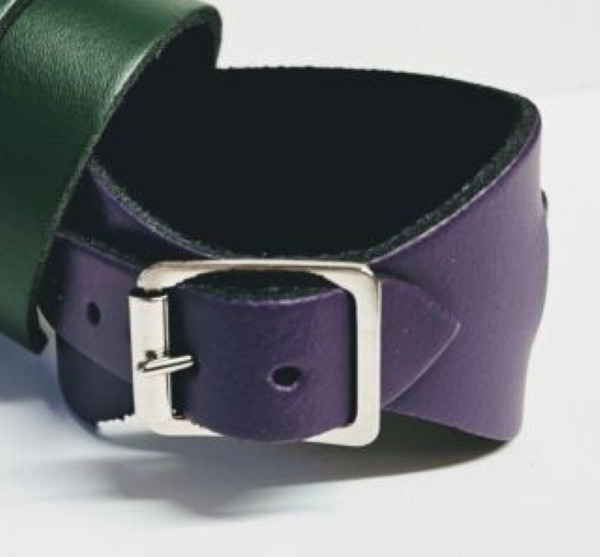 Leather One Strap Wrist Band Brace Support - Gym Weight Lifting Wrap - Various Colours (Purple)