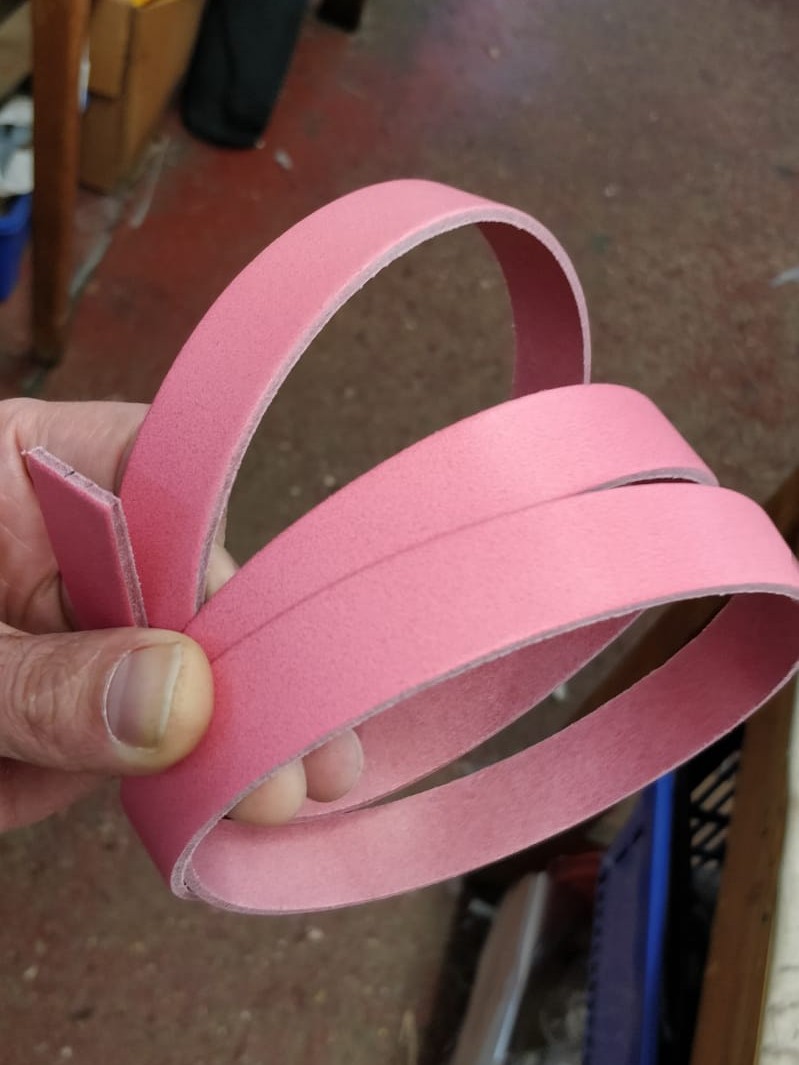 Leather Strap 127cm (50 inch) - Widths (up  to 25mm - 1 inch) - Pink Cotton Candy 19mm