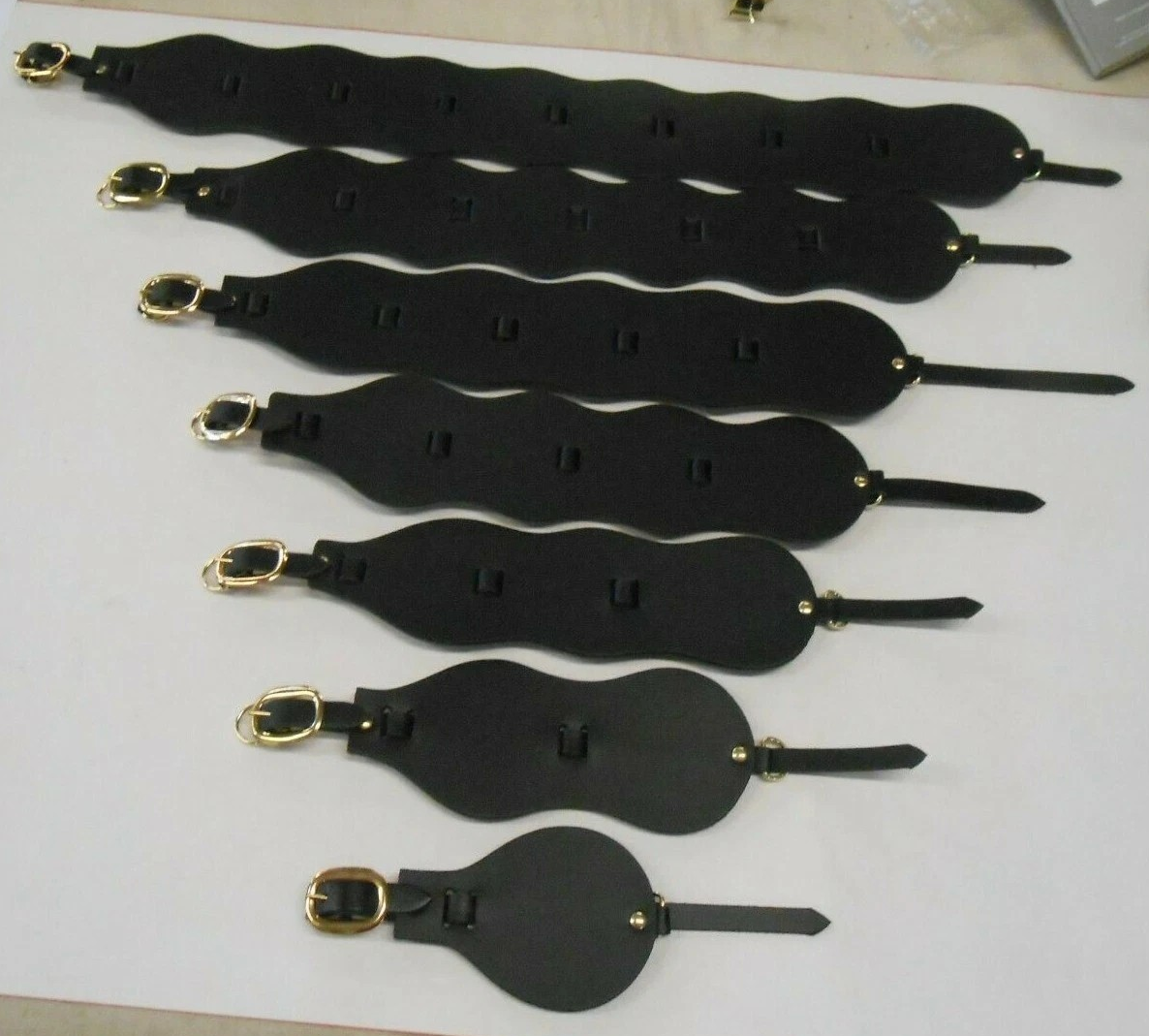 Martingales Black Leather Horse Brass Straps -Buckled - Various Sizes (LM1)