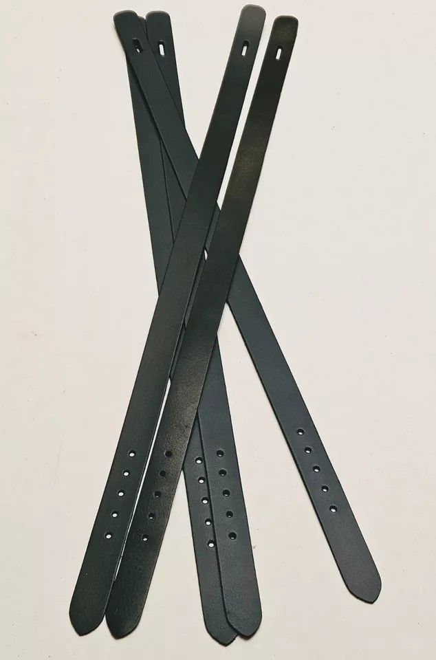 Pack of 10 Leather Straps/Collars/Choker Blanks with Holes 24 x 1 (Black)