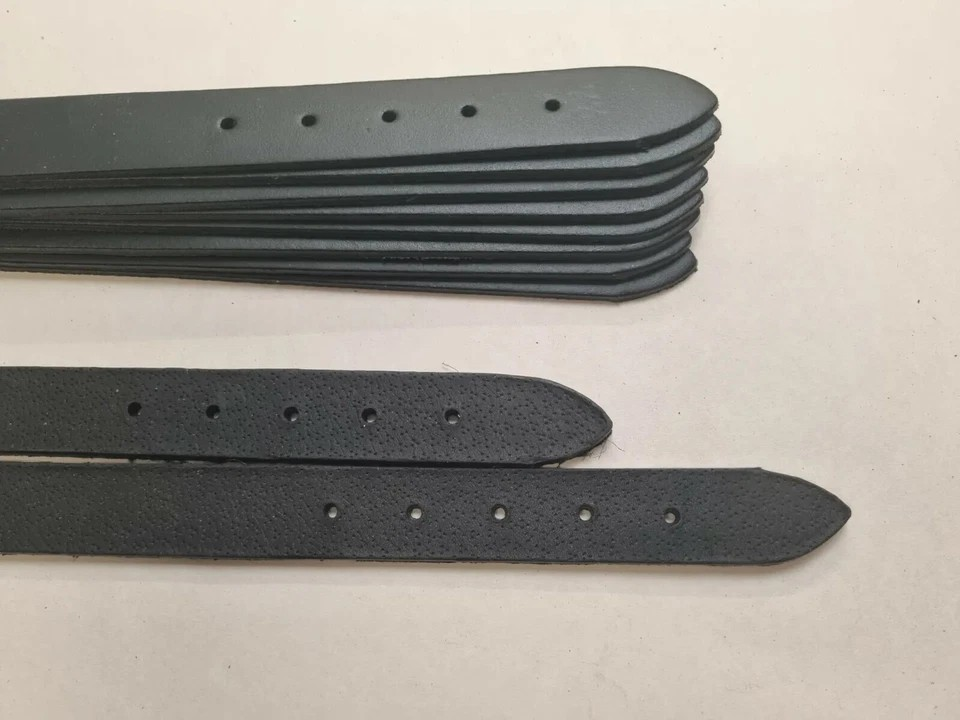 Pack of 10 Leather Straps/Collars/Choker Blanks with Holes 24 x 1 (Black)