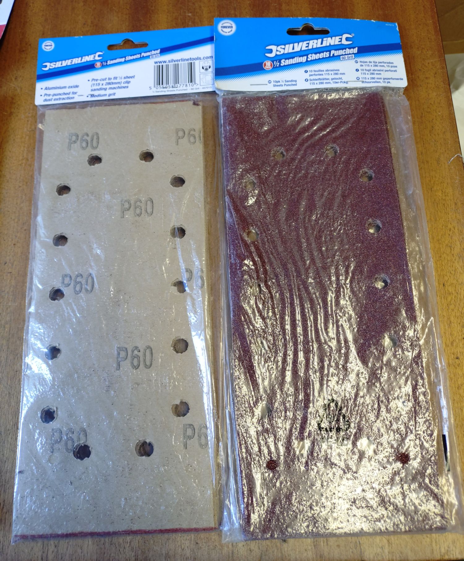 Silverline Sanding Sheets 115mm x 280mm x 14 hole x 60 grit - Pack of 10